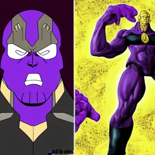 Image similar to thanos has putin face, jojo's bizarre adventure style, very anime style