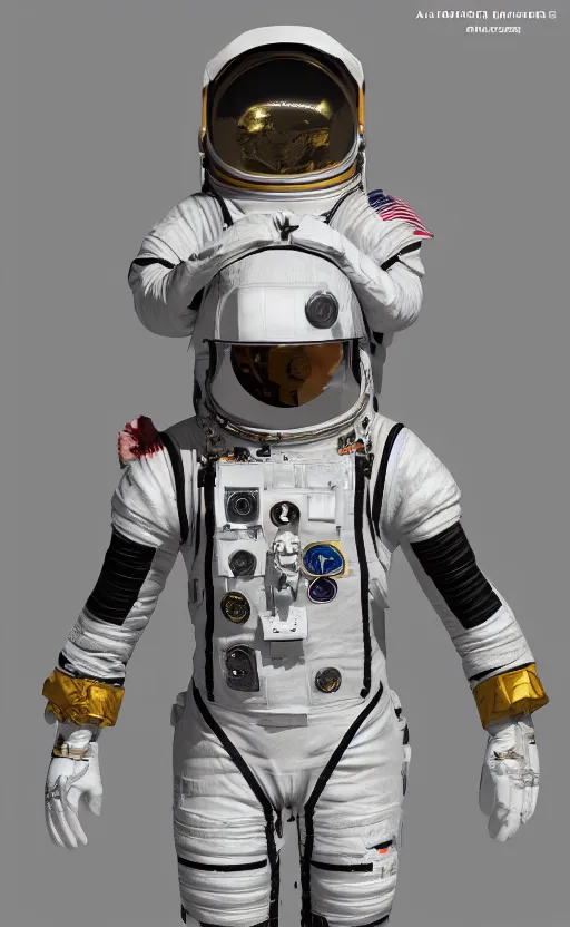 Image similar to astronaut wearing a dress by alexander mcqueen, catwalk, soft ambient lighting, photorealism, unreal engine