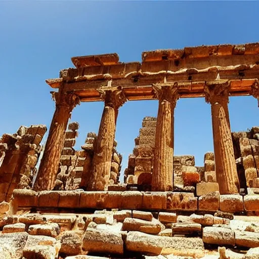 Prompt: Baalbeck ruins, temple, monument, realistic