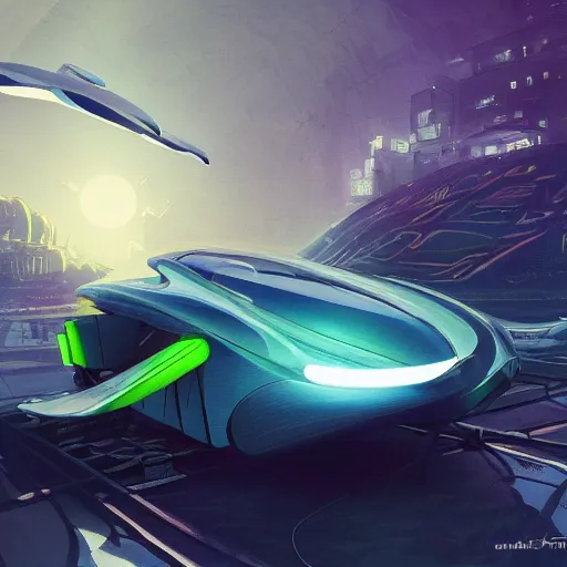 Image similar to solarpunk hovercar, clean energy, green technology, highway, sunny day, futurism, intricate, engines, glow, highly detailed, drone wings, peaceful, utopia, bright, digital painting, artstation, concept art, smooth, sharp focus, epic landscape, art by akihiko yoshida and tim mcburnie and anato finnstark