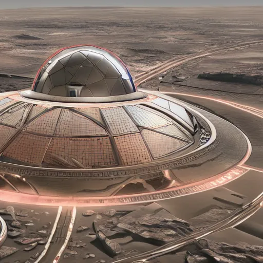 Image similar to concept art mars domed city all connecting highly detailed