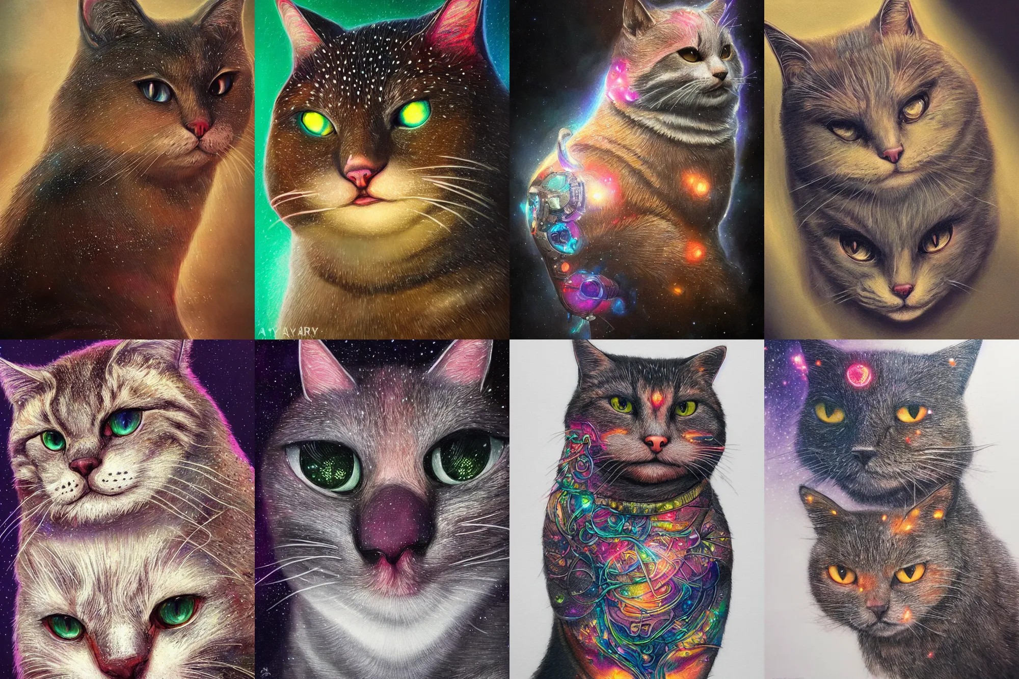 Prompt: portrait art of 8k ultra realistic chonker cat, lens flare, atmosphere, glow, detailed,intricate,blade runner tattoos, cute, full of colour, cinematic lighting, trending on artstation, 4k, hyperrealistic, focused, extreme details,unreal engine 5, cinematic, masterpiece, art by ayami kojima, giger