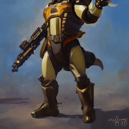 Image similar to greg manchess portrait painting of armored rocket raccoon as overwatch character, medium shot, asymmetrical, profile picture, organic painting, sunny day, matte painting, bold shapes, hard edges, street art, trending on artstation, by huang guangjian and gil elvgren and sachin teng