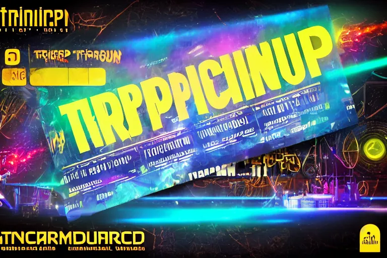 Prompt: mockup of a concert ticket, bandname is tripmachine, tour is invasion of the tripmachines, realistic digital art, 3 d render of a huge futuristic steampunk generator, 8 k, fluorescent colors, halluzinogenic, multicolored, exaggerated detailed, unreal engine