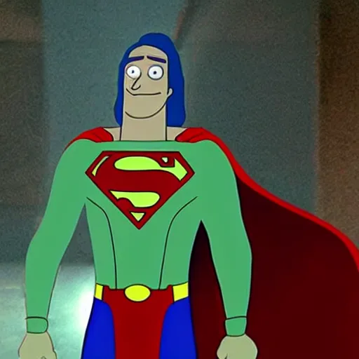 Prompt: moviestill pickle rick as superman