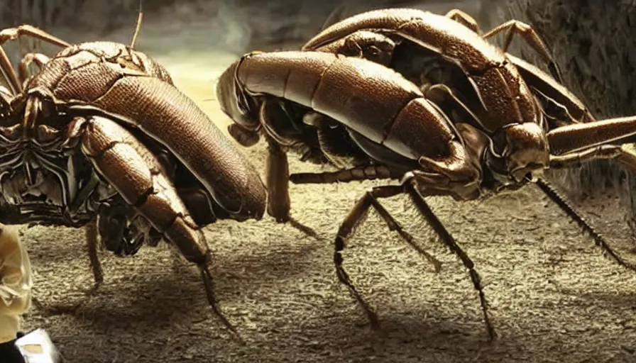 Image similar to Big budget science fiction movie about genetically engineered giant mutant bugs.