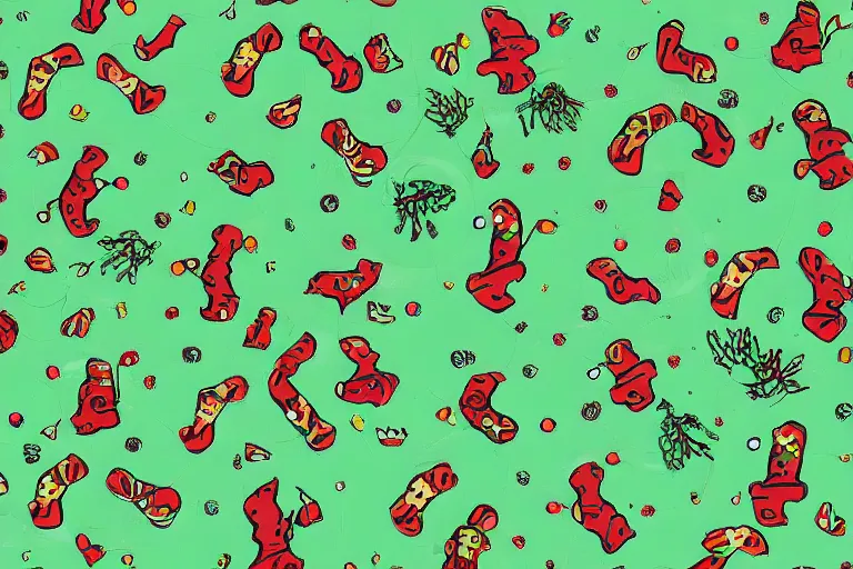 Image similar to a wrapping paper pattern with grinch print, illustration