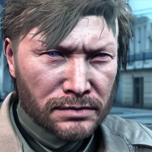 Image similar to Limmy on the streets of Glasgow dressed a solid snake from metal gear solid, unreal engine, octane render, 4k, cinematic,