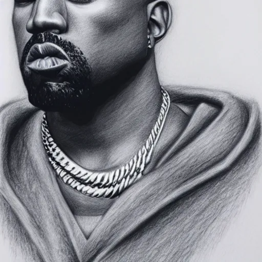 Prompt: Kanye west pencil drawing 4k detail
