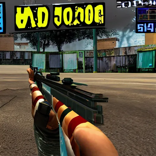 Prompt: og early fps shooter style homage 90s shooter early 2000s