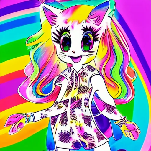 Image similar to Lisa Frank and 1990\'s manga collaboration