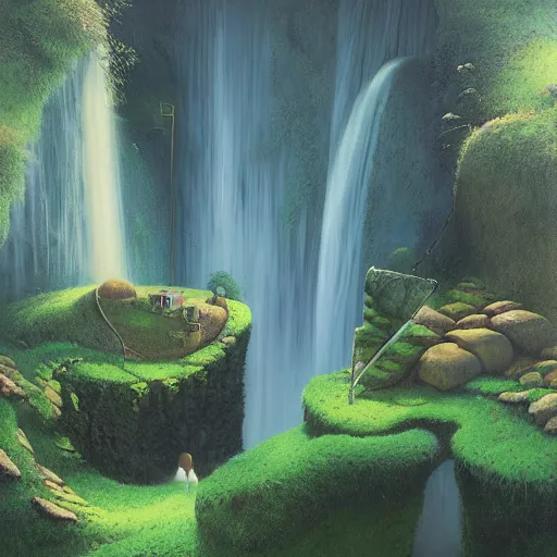 Prompt: waterfall, gediminas pranckevicius