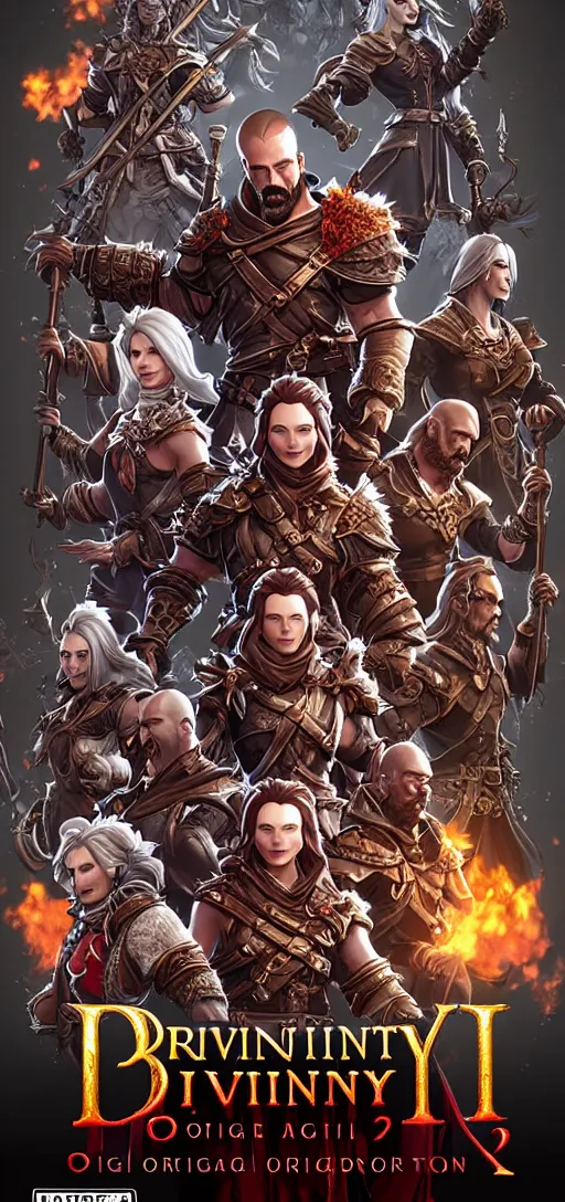 Image similar to divinity original sin 2 movie poster, high detail