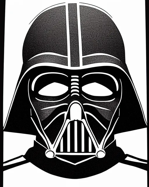 Prompt: portrait of darth vader, stencil, coloring book, line art, simple, low detail