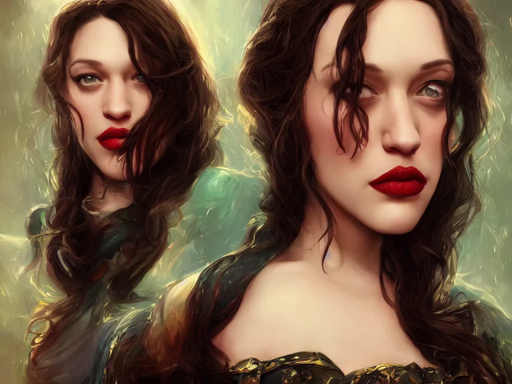 Prompt: kat dennings, portrait, fantasy, vivid colors, fantasy, elegant, concept art, sharp focus, beautiful face, digital art, Hyper-realistic, 4K, Unreal Engine, Highly Detailed, HD, Dramatic Lighting by Brom, trending on Artstation