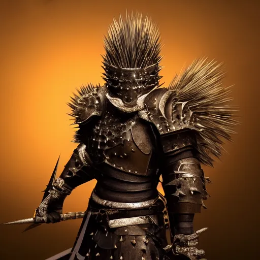 Prompt: warrior with spiky armour and a mace, highly detailed, dramatic lighting, cinematic, 4k