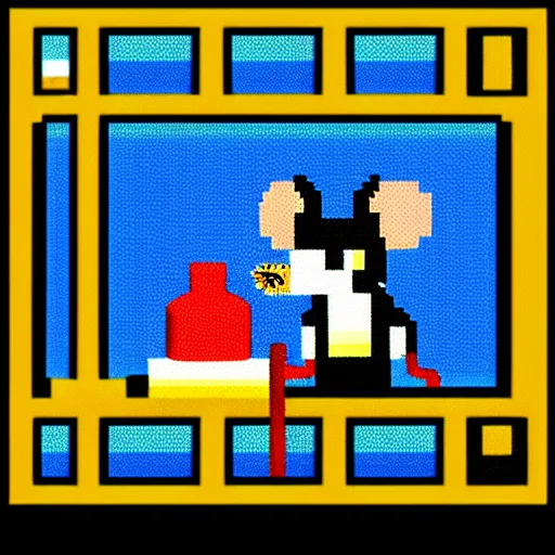 Image similar to Wizard mouse in laboratory, pixel art