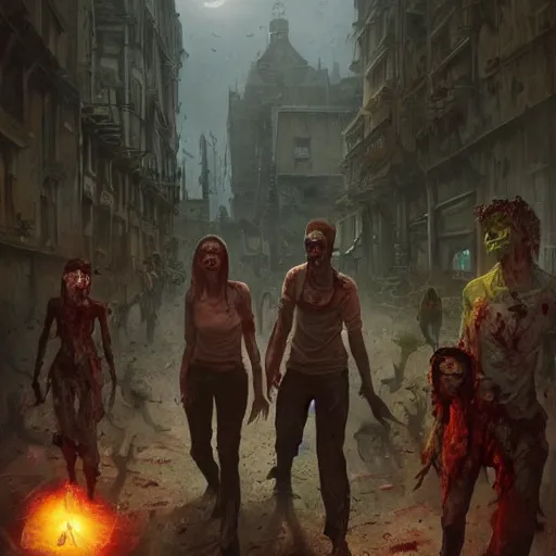 Image similar to zombies friends tv show geog darrow greg rutkowski