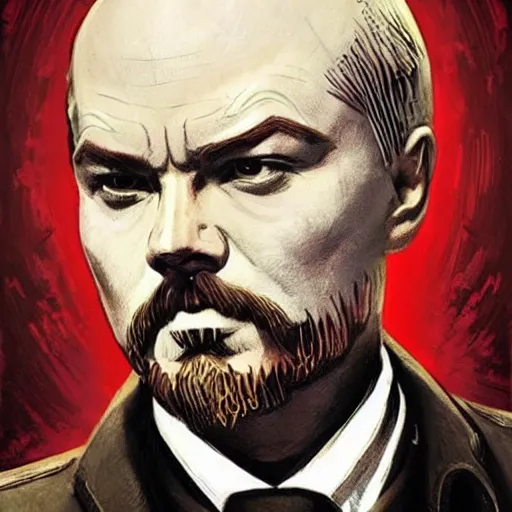 Prompt: russian bolshevik leader vladimir lenin played by leonardo dicaprio in team fortress 2 style, epic, tragic, military art, fantasy, hd shot, digital portrait, beautiful, artstation, comic style, by artgerm, guy denning, jakub rozalski, magali villeneuve and charlie bowater