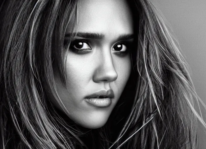 Prompt: a closeup, 4 5 mm, detailed photograph of jessica alba nathalie portman, beautiful low light, 4 5 mm, by franz lanting