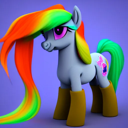 Image similar to stoner pony from my little pony, marijuana themed, art, smoke everywhere, colorful, 3 d, render, blender 3 d, soft lighting, floaty