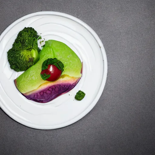 Image similar to a plate with disgusting, but futuristic food, professional food photography