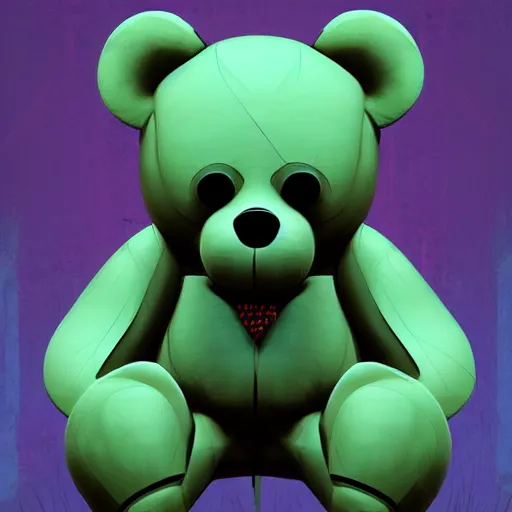 Prompt: grunge cartoon digital art of a teddy bear by - beeple , loony toons style, creepy themed, detailed, elegant, intricate