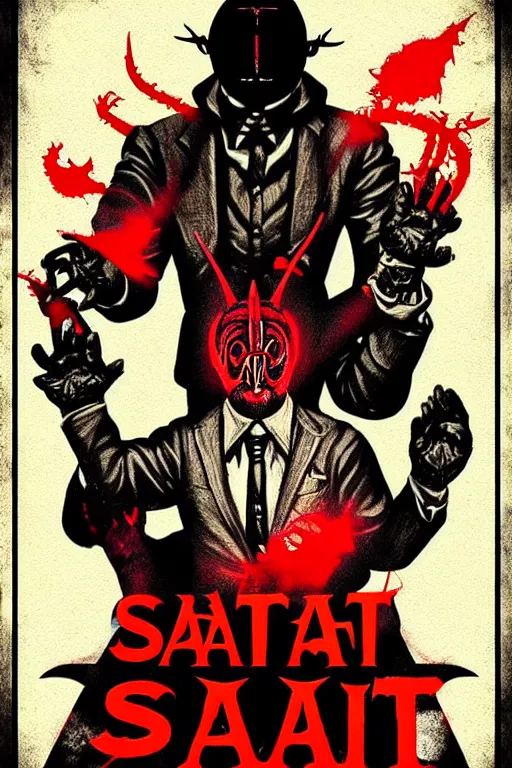 Prompt: satan prayer movie poster, aesthetic, bioshock art, pop art style, by mike swiderek, jorge lacera, ben lo, tyler west,, ultrarealistic, sharp focus, intricate, ultra high definition, ultra resolution details, fine details face, very details shape, very details body, very details anatomy, no duplicate, proportional, shadow effect, background white