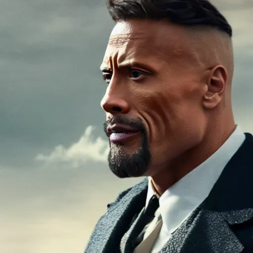 Image similar to Dwayne Johnson in Peaky Blinders very detail 4K quality super realistic