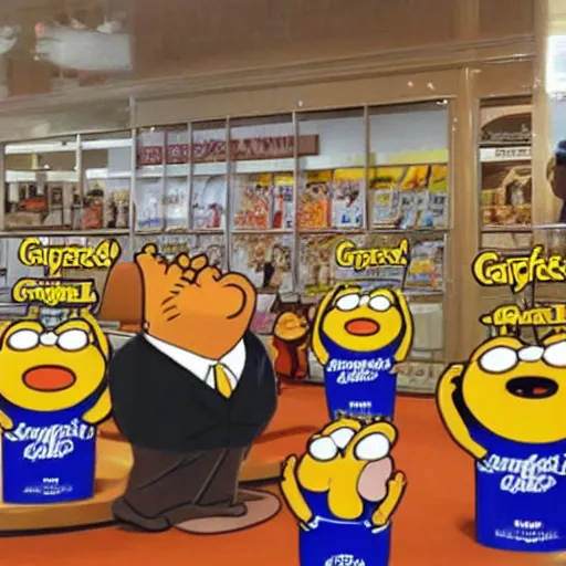 Image similar to garfield, garfield is selling vegemite