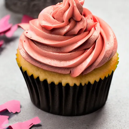 Image similar to cupcake inspired by a tank, closeup, professional food photography