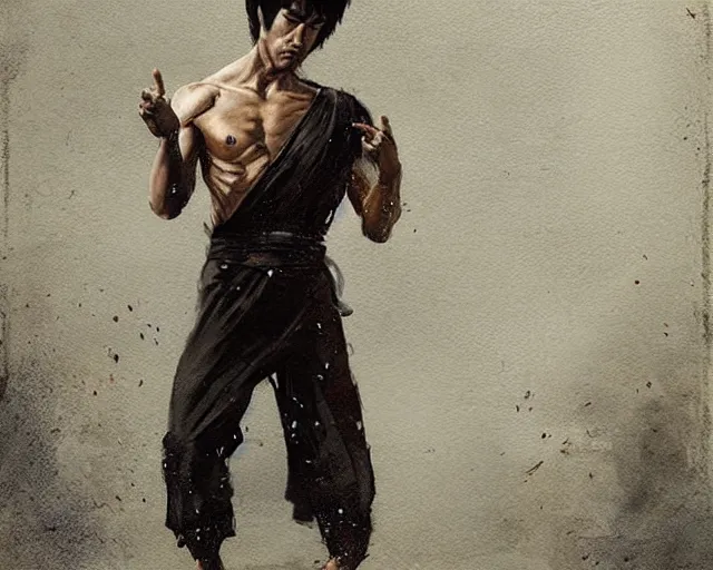 Image similar to a portrait of bruce lee in the style of renaissance tuscany, art by greg rutkowski and artgerma, stunning! concept art, character design