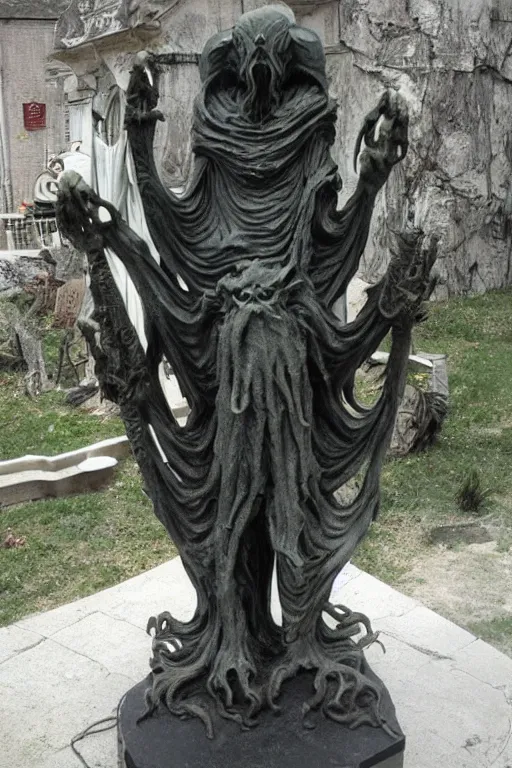 Image similar to cthulhu marble statue by michelangello and leonardo da vinci