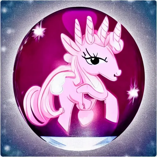 Prompt: Pinkie Pinkie 💓🐴 trapped inside a crystal ball 🔒🔮