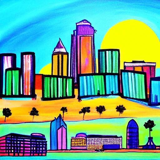 Image similar to colorful painting of nashville skyline in the style of henri matiss