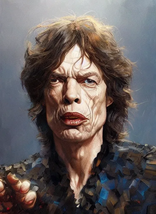Prompt: Portrait of Mick Jagger, marvel comics, dark, intricate, highly detailed, smooth, artstation, digital illustration by Ruan Jia and Mandy Jurgens and Artgerm and Wayne Barlowe and Greg Rutkowski and Frank Frazetta