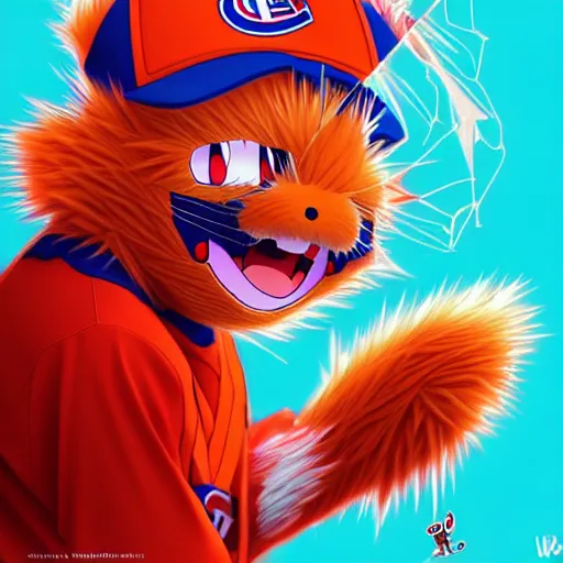 Image similar to anime Portrait of Youppi the Habs Montreal Canadiens Mascot as a very cute powerful and friendly pokemon, highly detailed anime, smooth, sharp focus, dynamic lighting, intricate, trending on ArtStation, illustration pokemon, art by WLOP