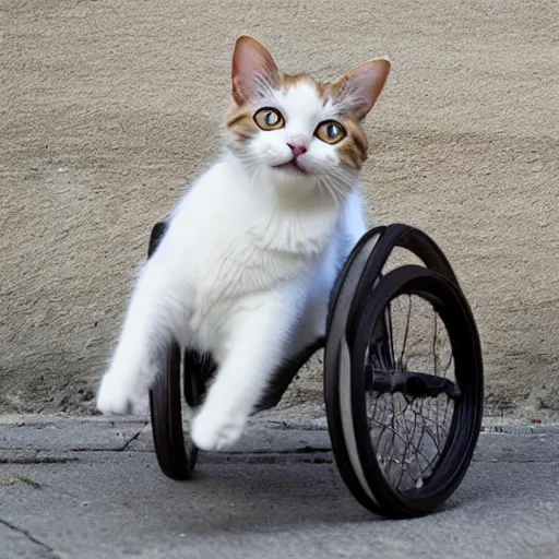 Prompt: a cat on wheels