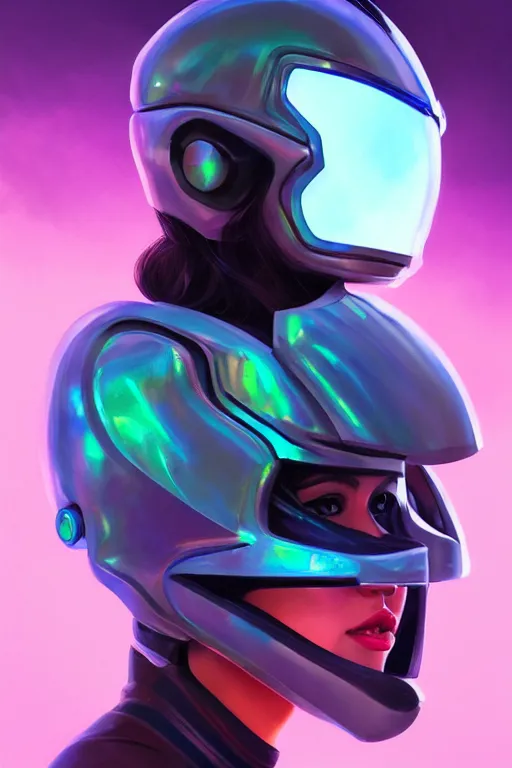 Image similar to Amanda Kwong in a futuristic spacesut highly detailed digital painting artstation concept art by artgerm and greg rutkowsi, holographic helmet, neon highlights