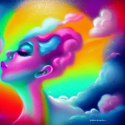 Image similar to the cotton candy kiss of transcendental bliss, 🌈 in the style of pascal blanche from artstation, digital art