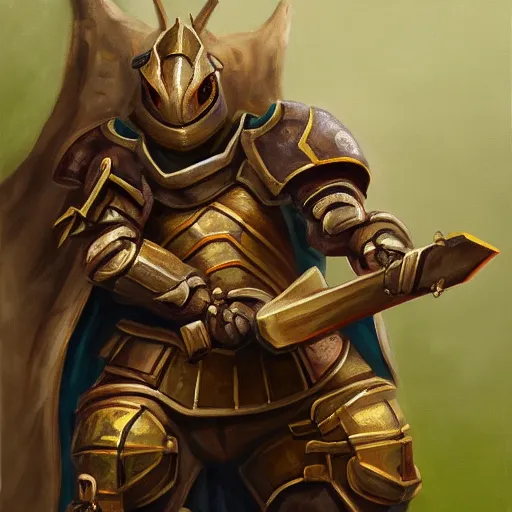 Image similar to an oil painting of a tortoise paladin