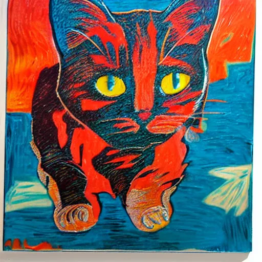 Prompt: expressionism scalding impact cat