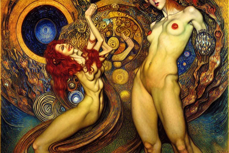 Image similar to Divine Chaos Engine by Karol Bak, Jean Delville, William Blake, Gustav Klimt, and Vincent Van Gogh, symbolist, visionary