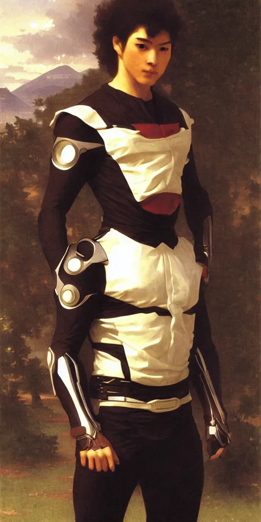 Image similar to portrait of a kamen rider rx, majestic, solemn, by bouguereau