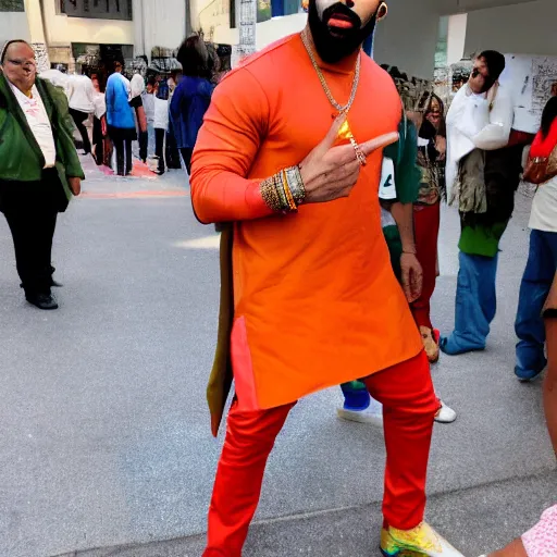 Prompt: drake, indian flag colored outfit