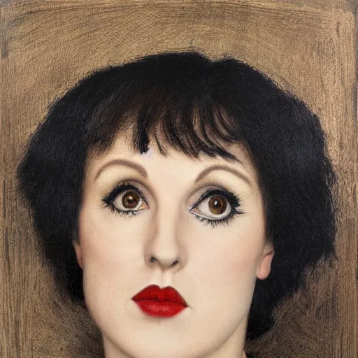 Image similar to portrait of hybrid of liza minelli and isy suttie, preraphaelite, 8 k