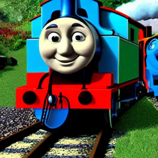 Prompt: jeff bezos as a train in thomas the tank engine