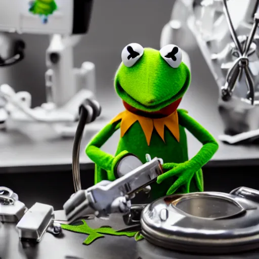 Image similar to Kermit the frog performing heart surgery photo 4k