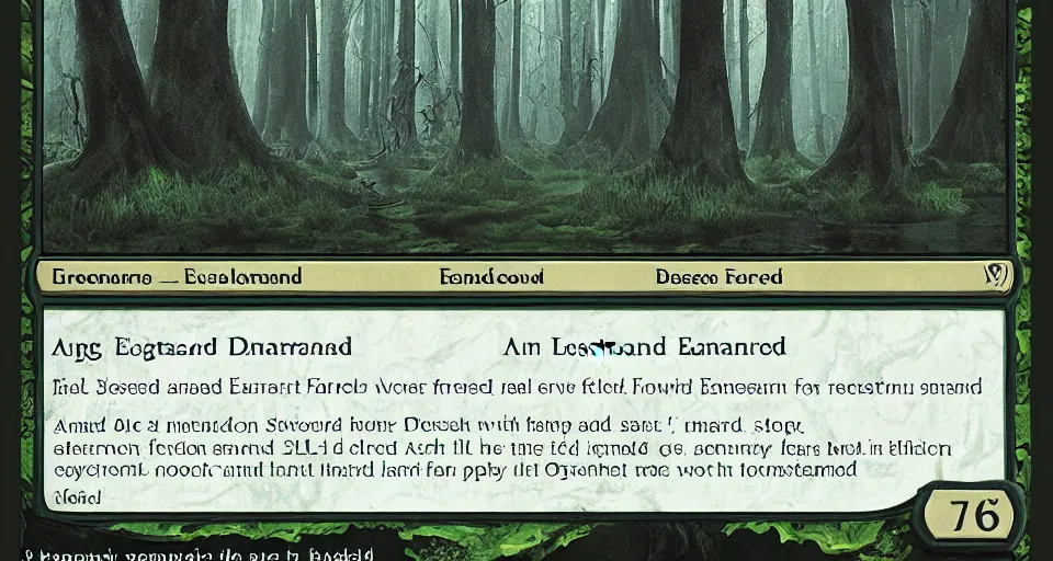 Prompt: A dense and dark enchanted forest with a swamp, from Hearthstone