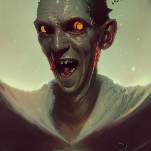 Prompt: cthullu by h.p lovecraft, smiling and waving at the camera, centered portrait shot, by greg rutkowski, trending on artstation, smooth